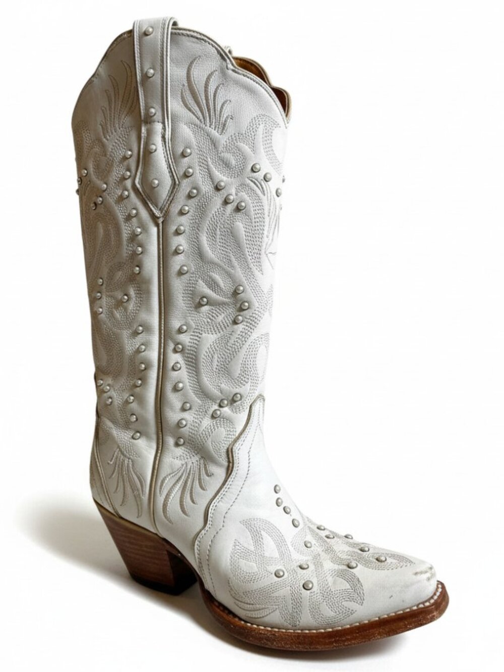 ARIAT 10031549 White Leather Pearl Cowboy Boots Sizze 7.5